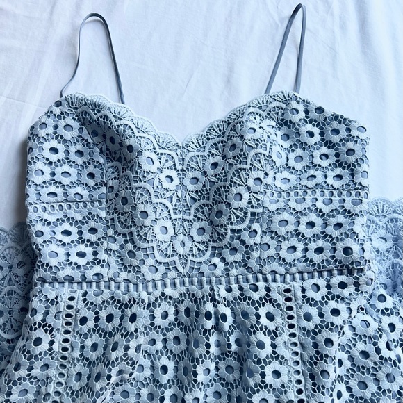J. Crew Dresses J Crew Light Blue Daisy Lace Midi Dress Size 4